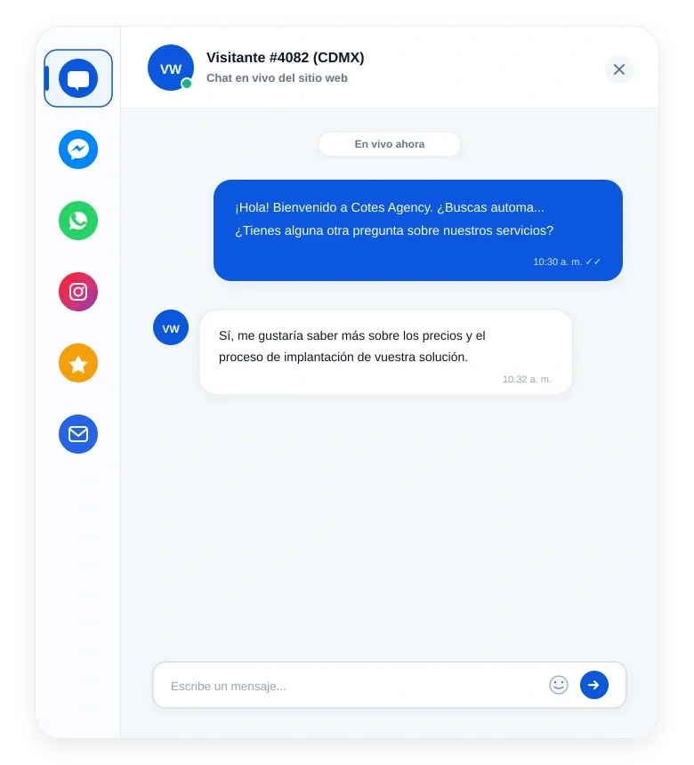 Live chat en tu sitio web